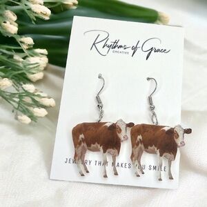 NWT Moo-velous Cow Dangle Earrings - Make a Statement with Bovine Style!